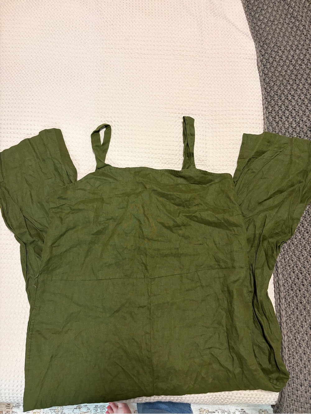 100% European Linen Square Neck Jumpsuit - Picture 8 of 11